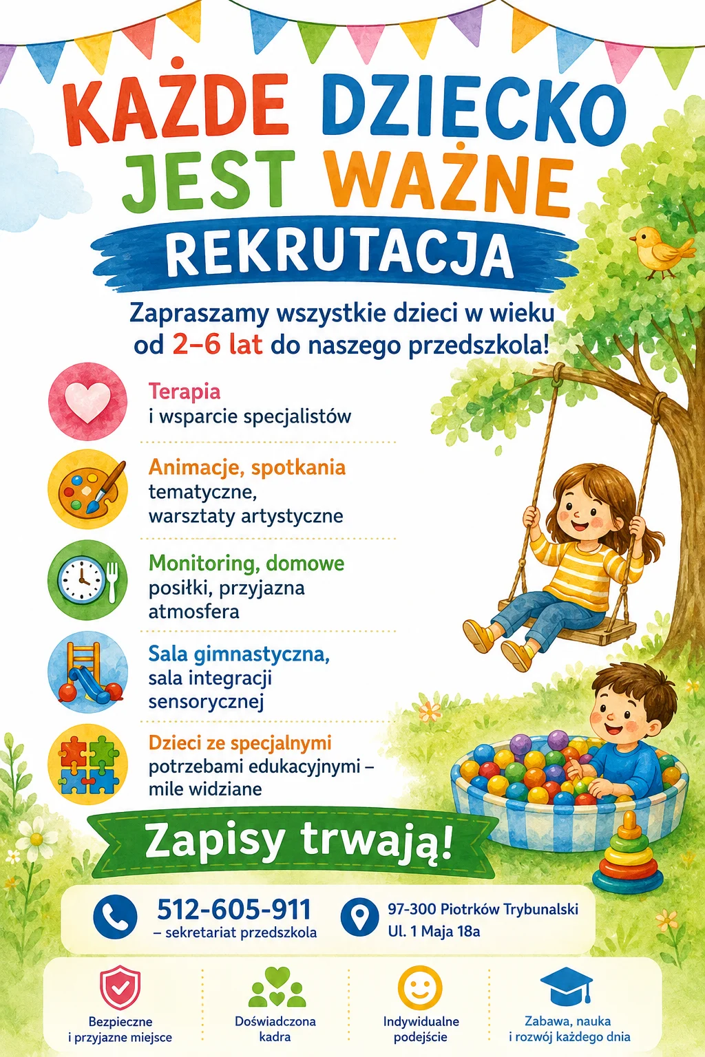 Plakat rekrutacyjny Przedszkola Specjalnego