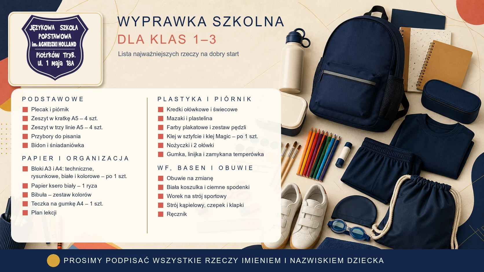 Pełna lista wyprawki szkolnej dla klas 1–3